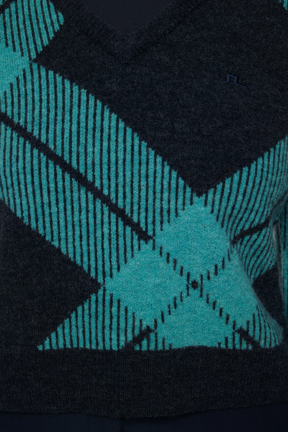 Brea Knitted V-Neck / Glenmuir Tartan Teal L