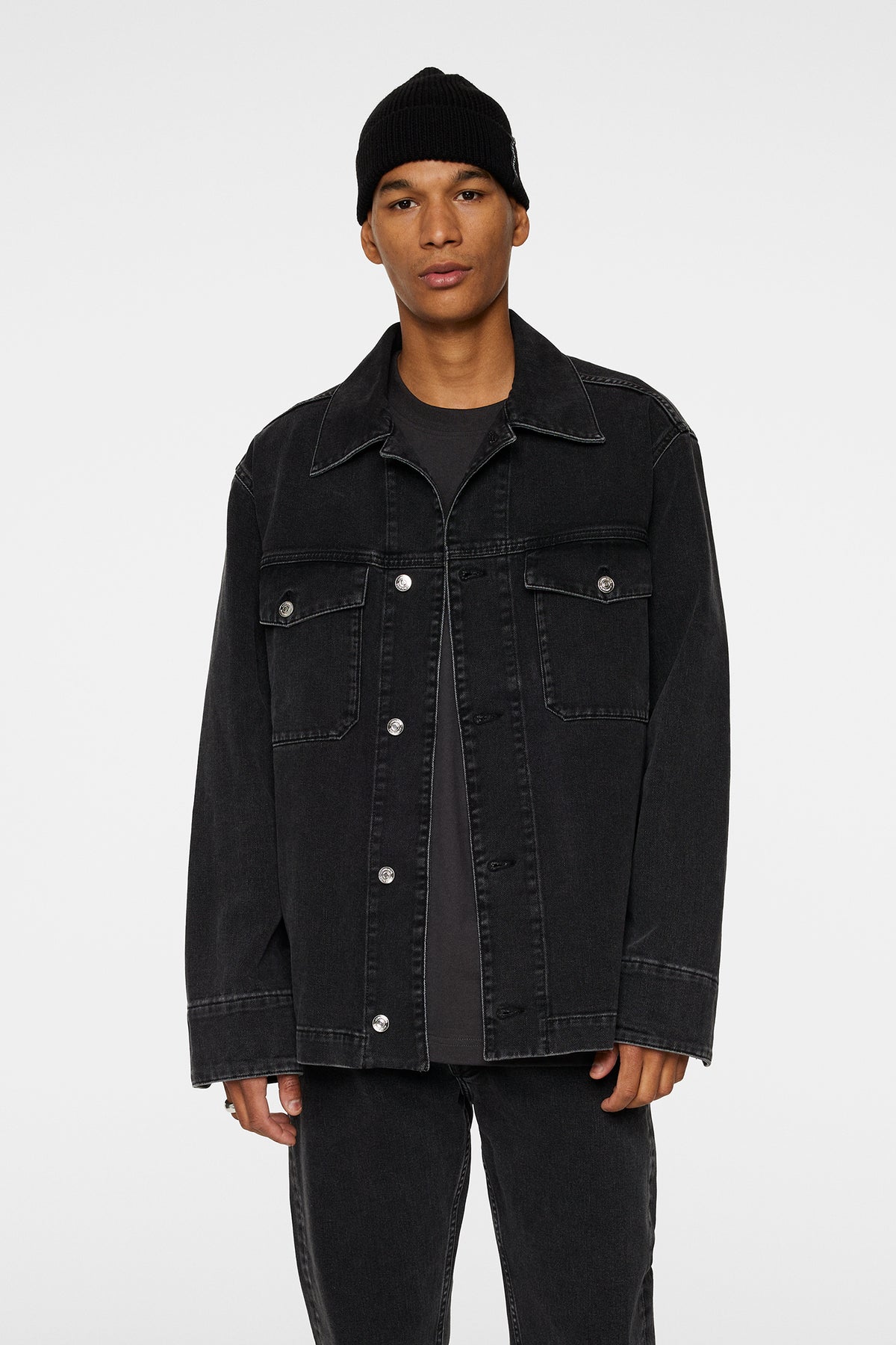 Hunt Washed Denim Overshirt / Black