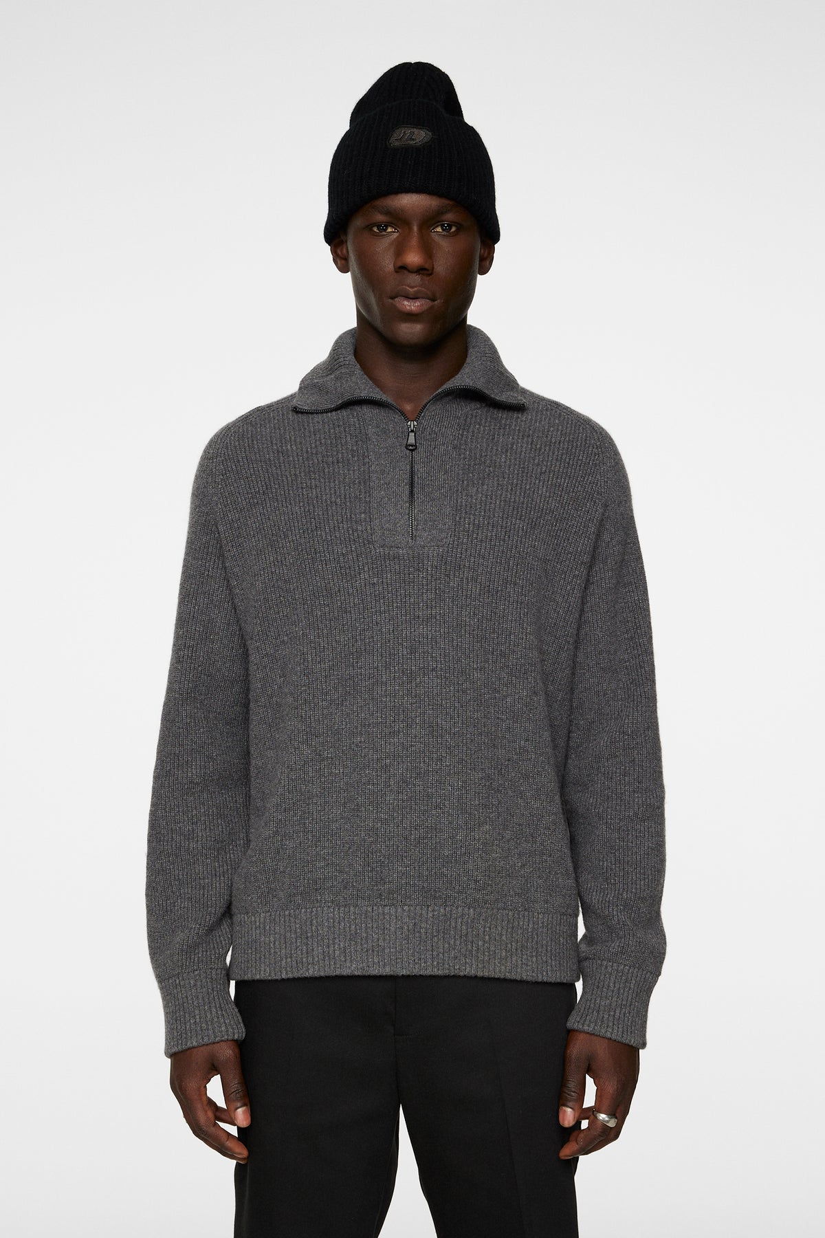 Wilmer Quarter Zip Knit / Mid Grey Melange