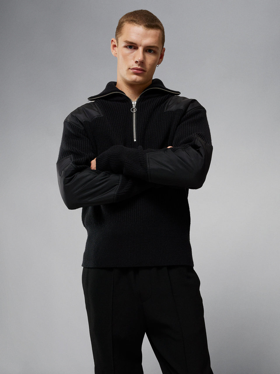 Ethan Chunky Half Zip / Black