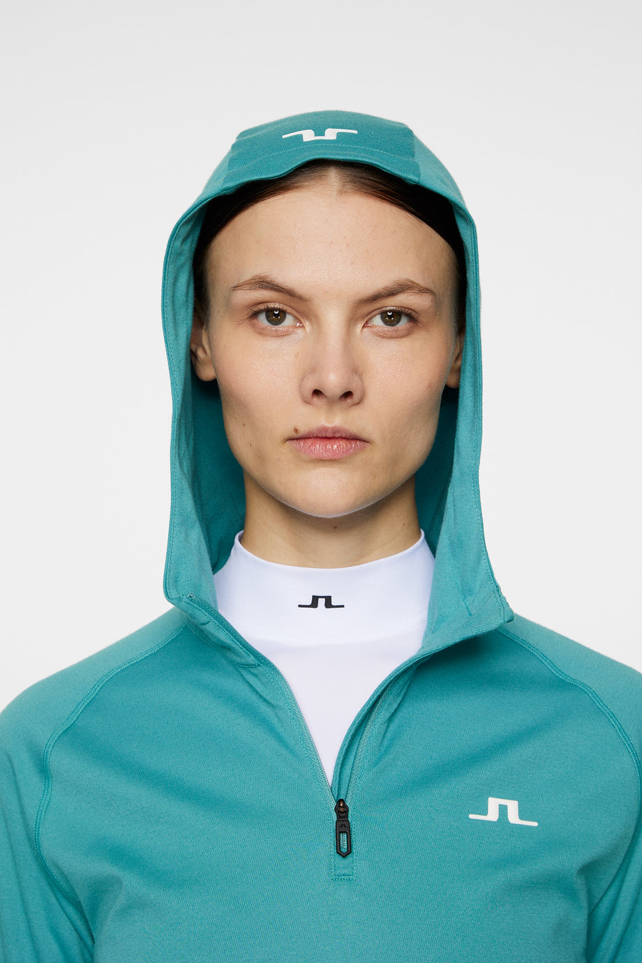 Agnes Quarter Zip Hood / Teal