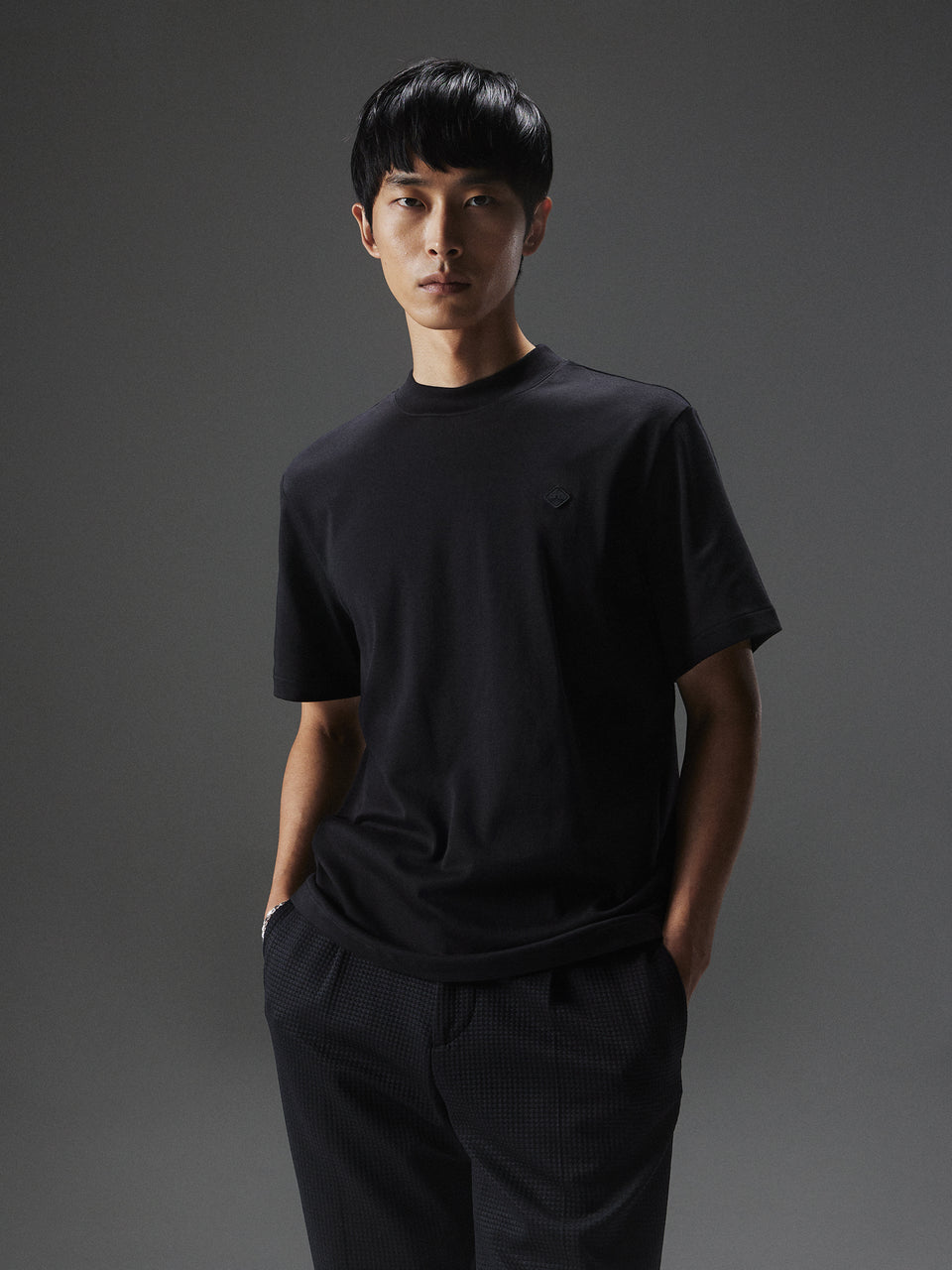 Adan Patch Mock Neck Tee / Black