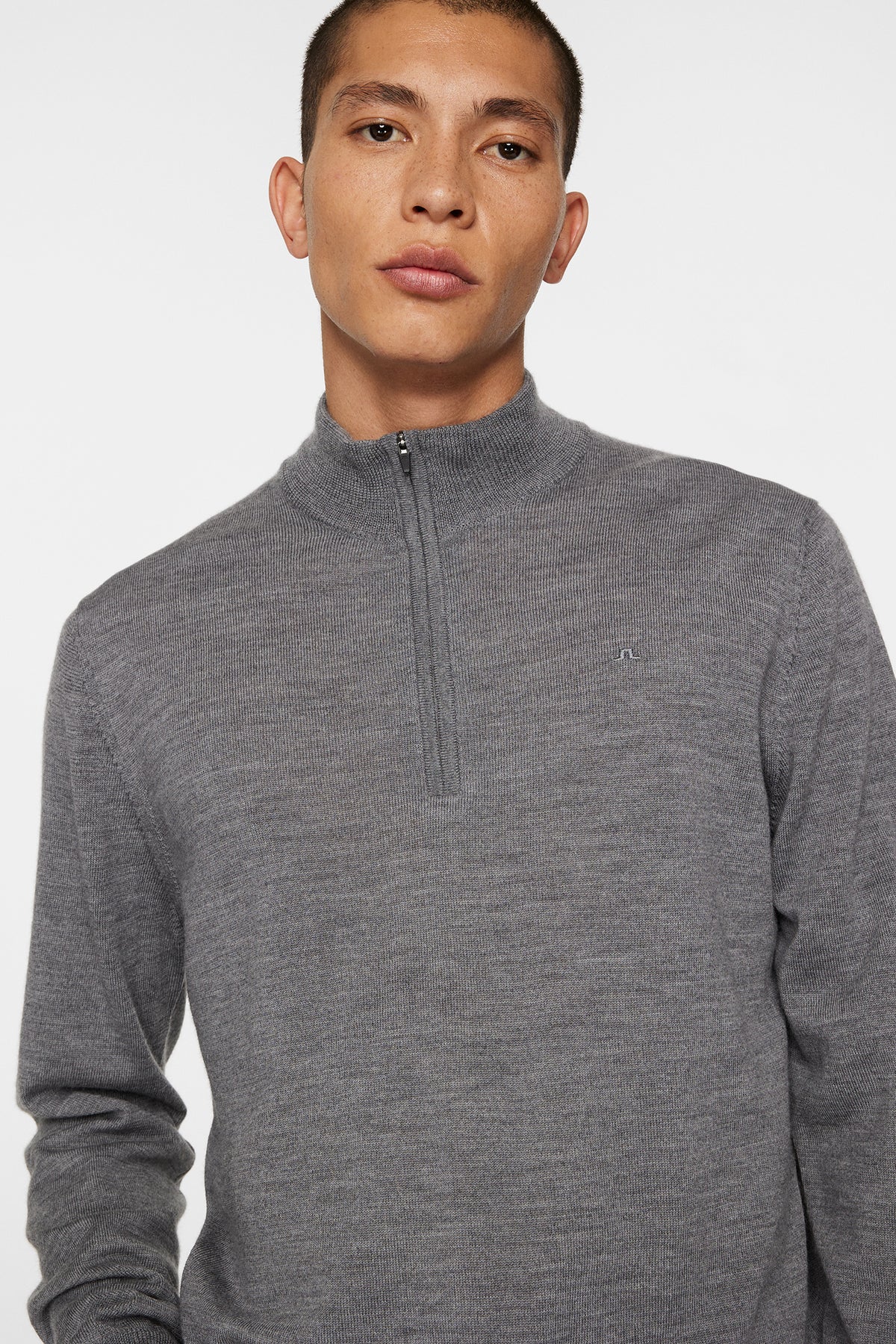 Kiyan Quarter Zip Sweater / Mid Grey Melange