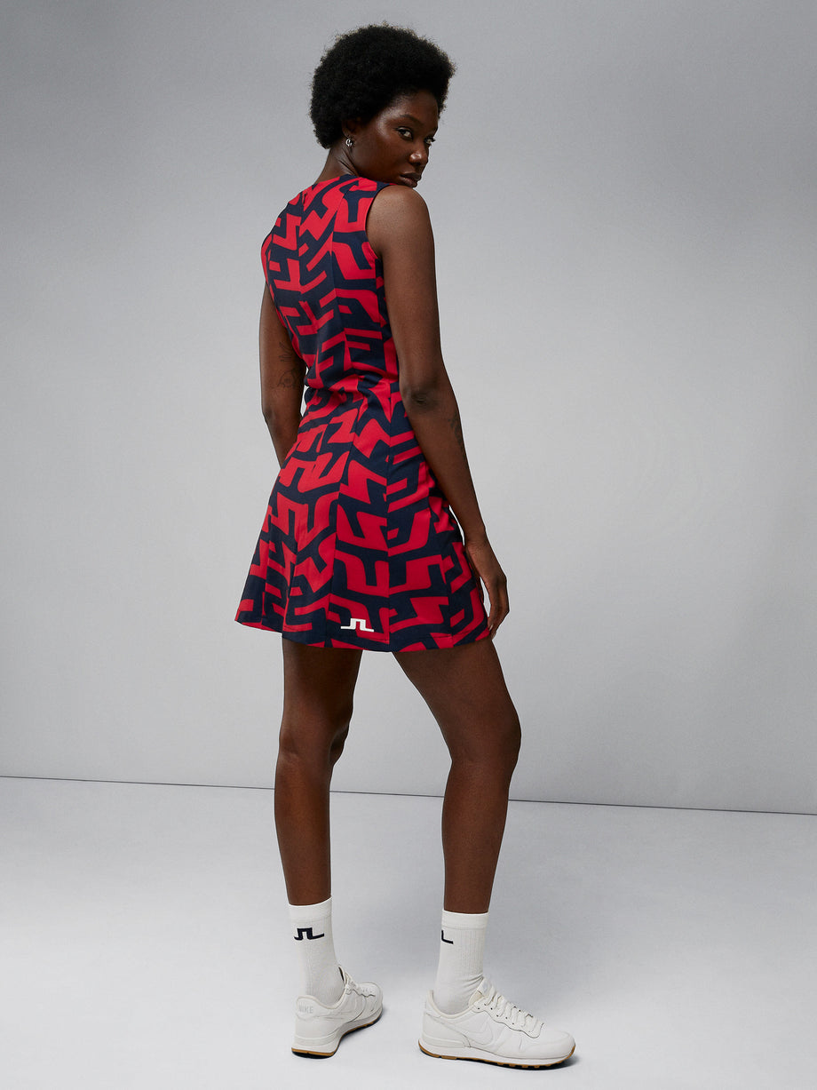 Jasmin Print Dress / Bridge Swirl Red