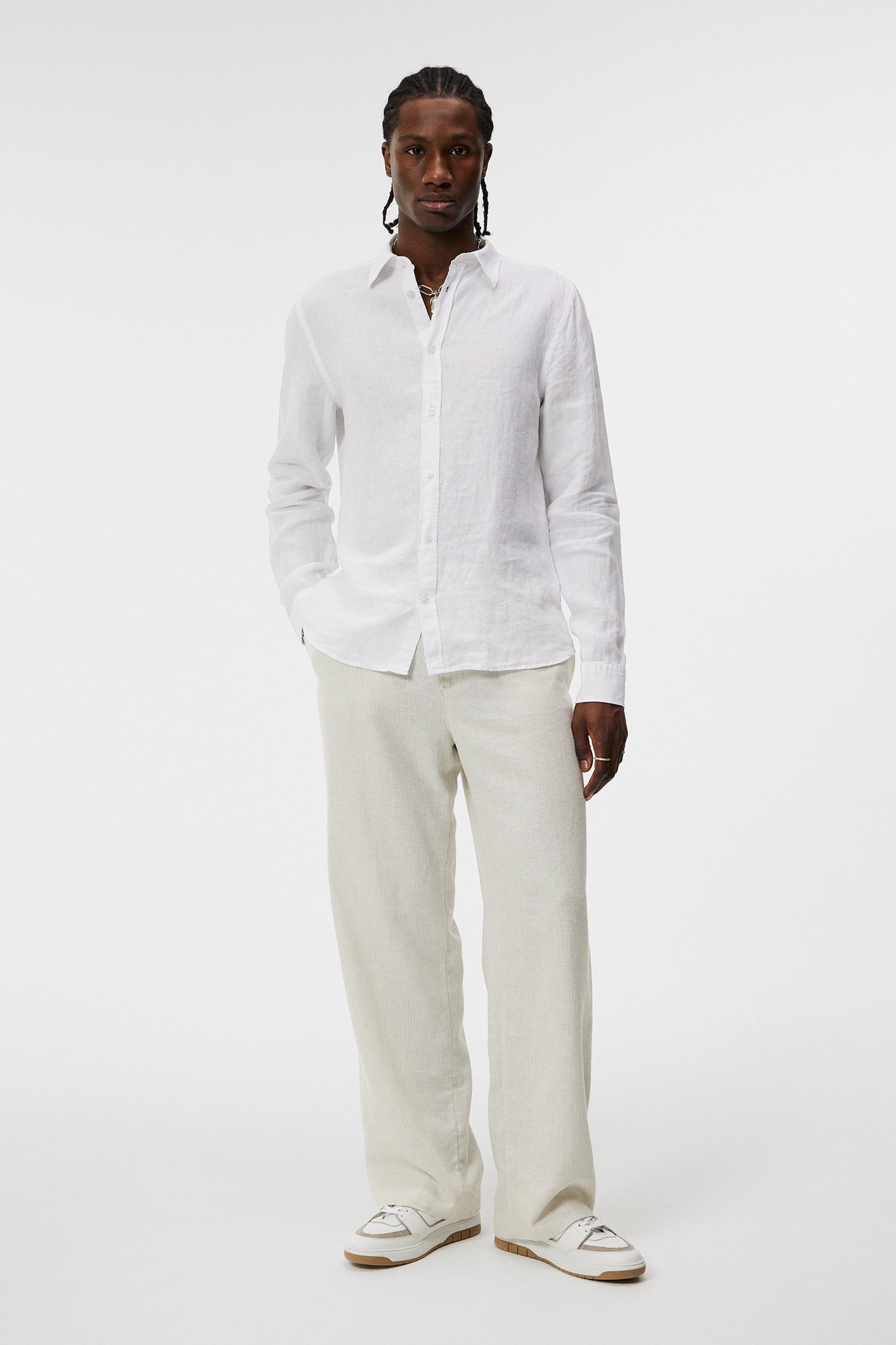 Slim LS Linen Melange Shirt / White