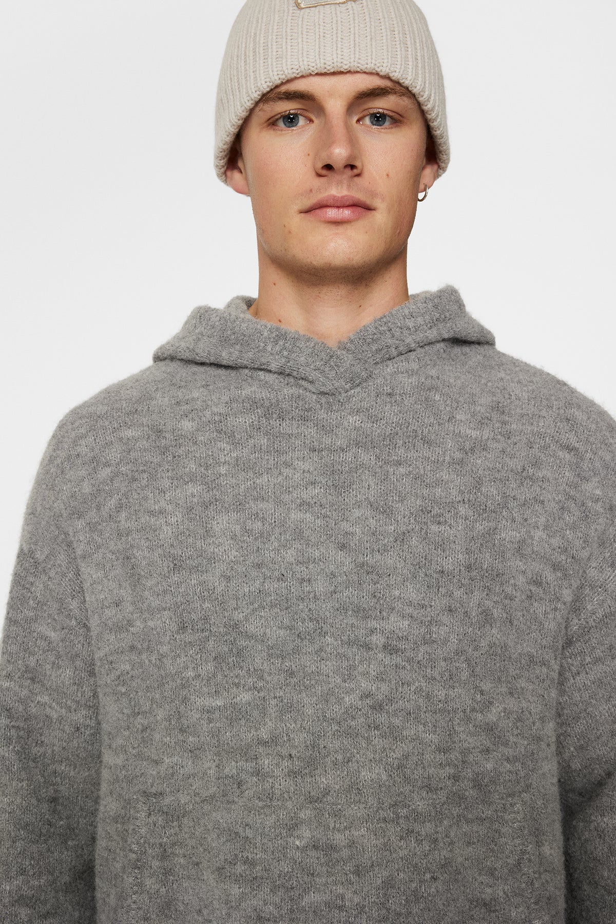 Broon Alpaca Blend Hoodie / Mid Grey Melange