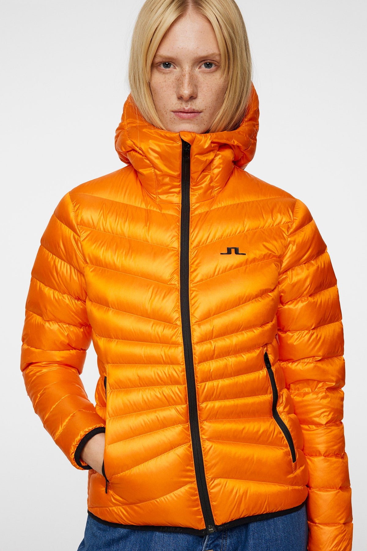 Lara Light Down Hood / Persimmon Orange