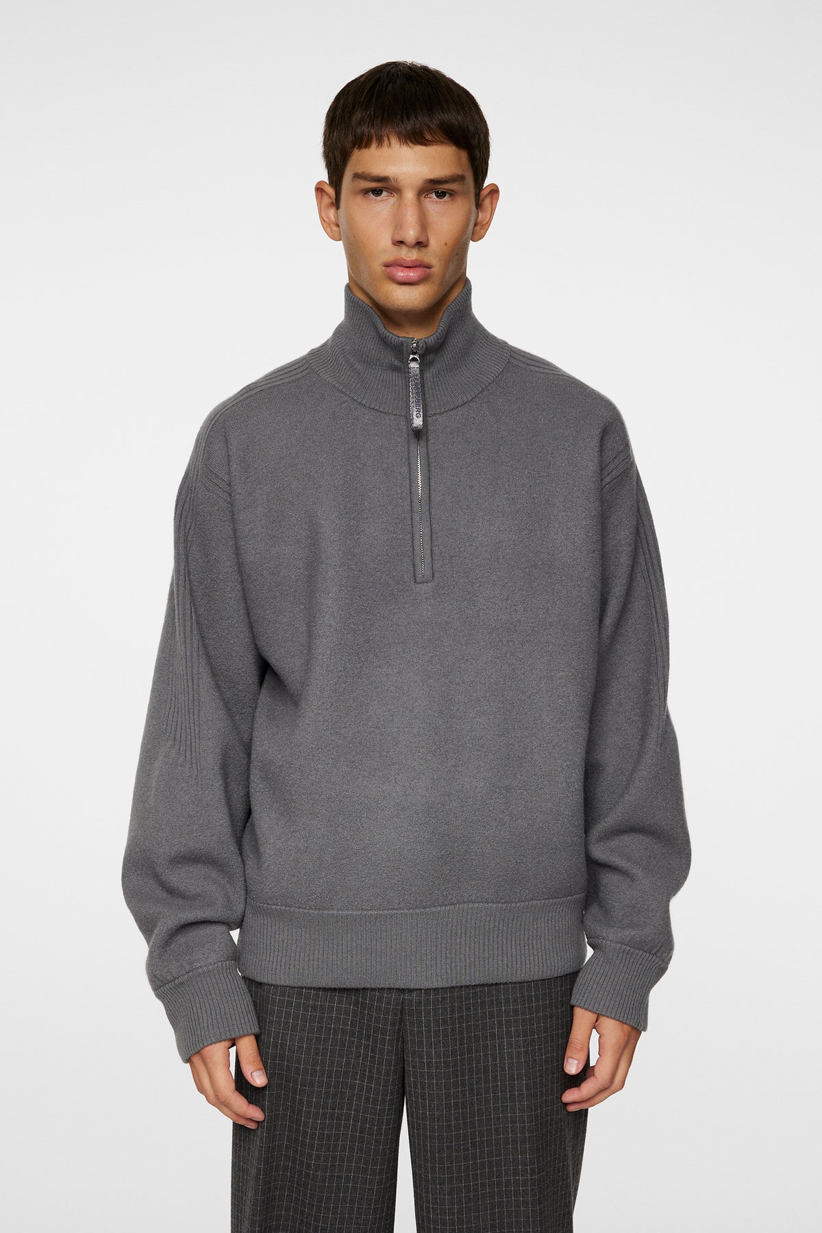 Bon Boiled Wool Quarter Zip / Lava Smoke