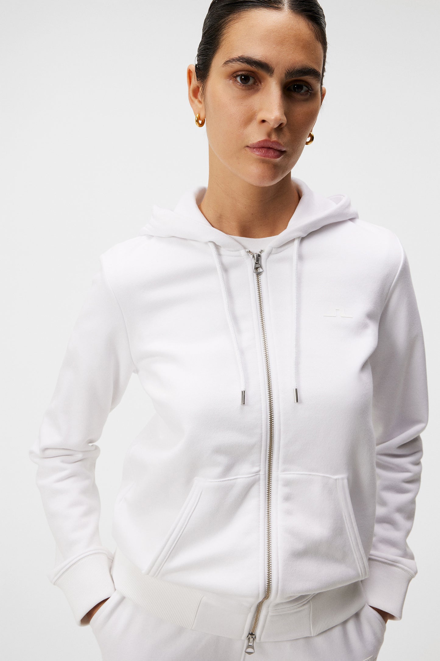 W Alpha Zip Hood / White