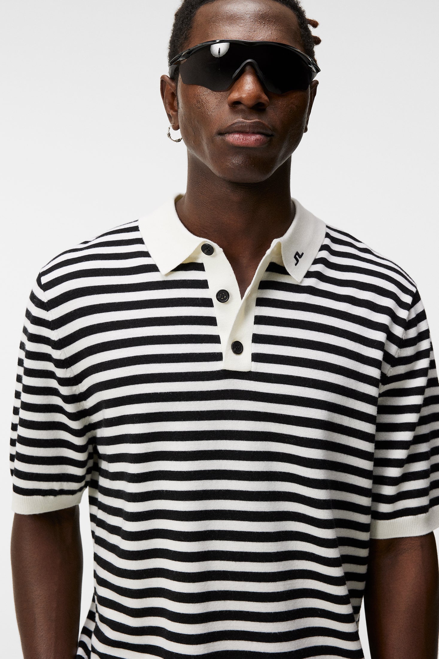 Black 2024 striped polo