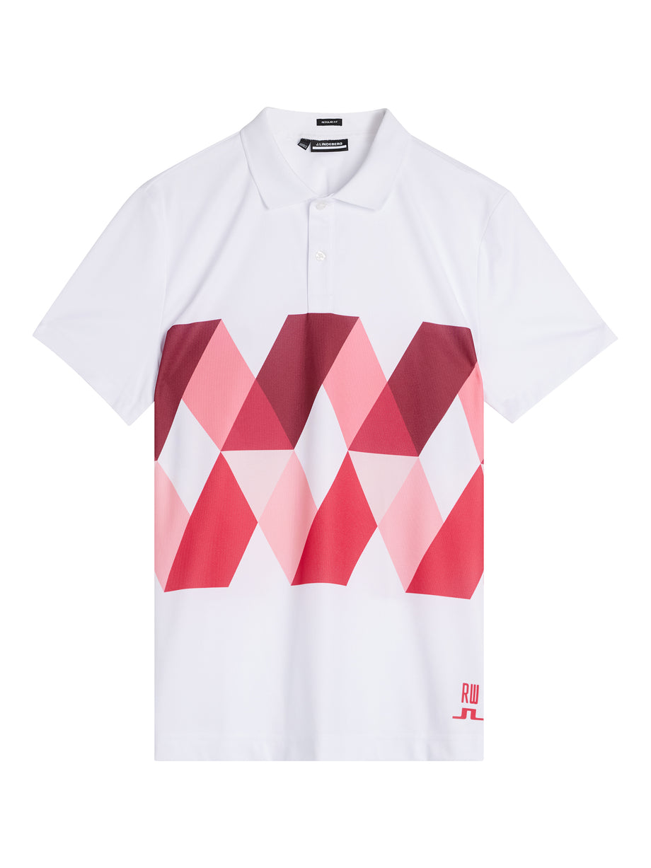 Angus Argyle Printed Golf Polo / White