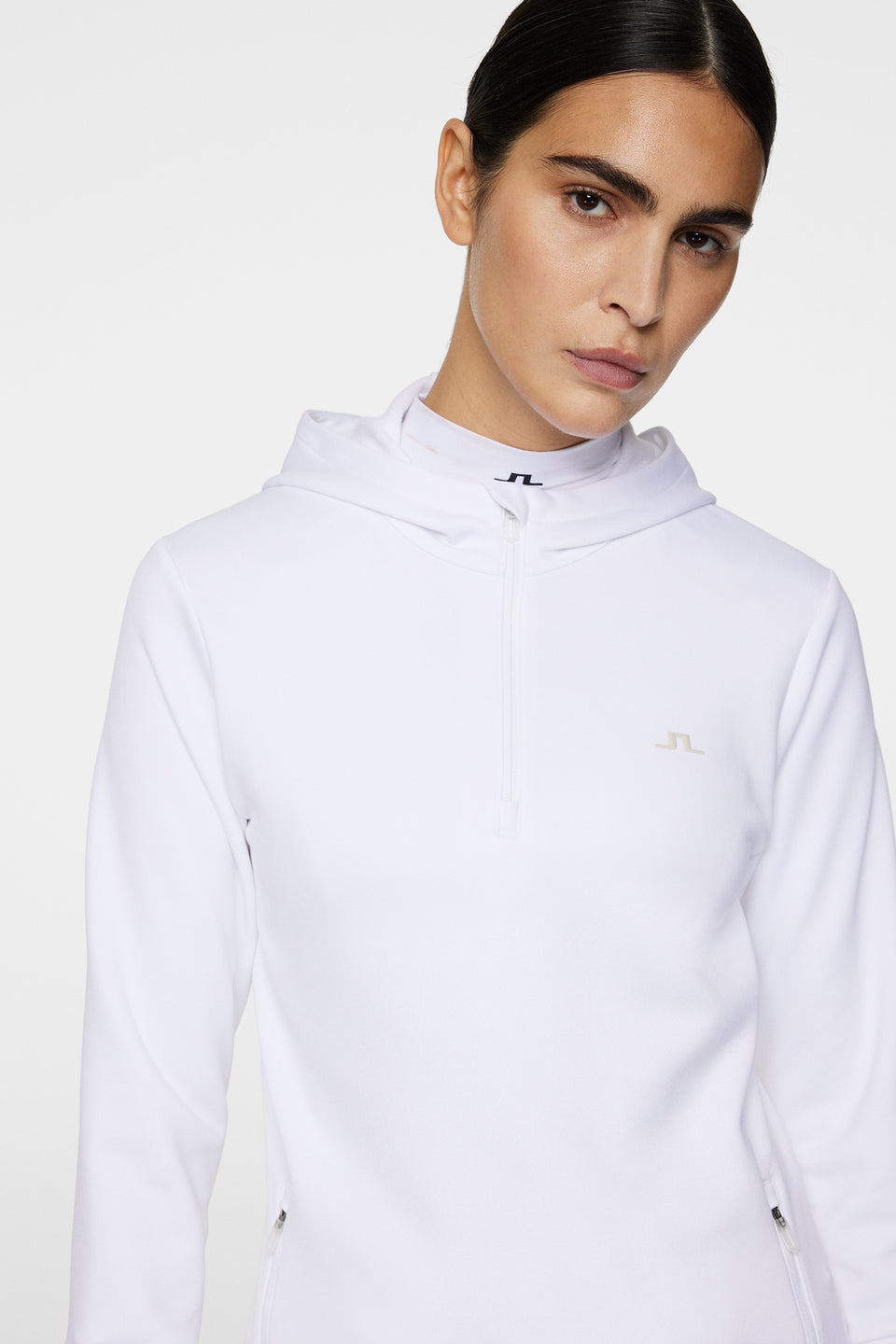 W Aerial Quarter Zip Hood / White