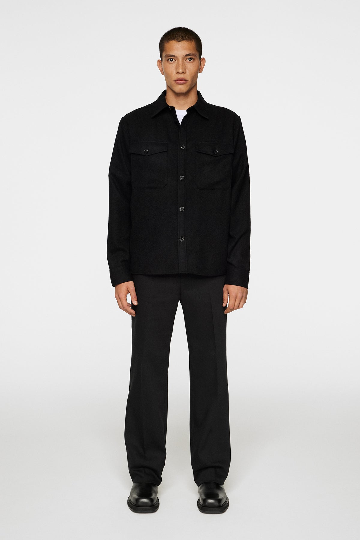 Flat Wool Overshirt / Black