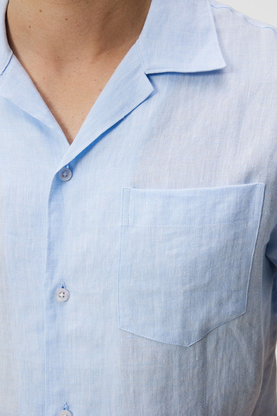 Elio Linen Melange Shirt / Chambray Blue