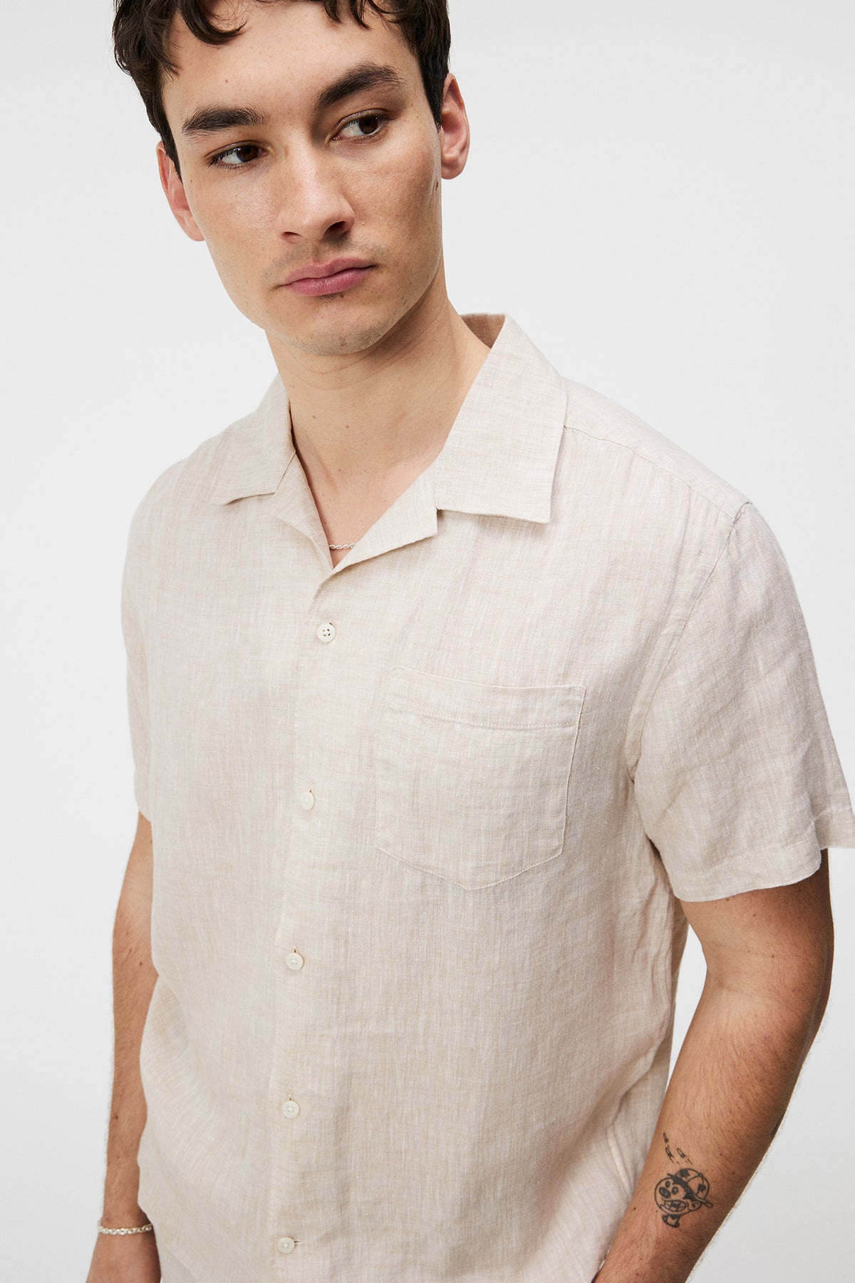 Elio Linen Melange Shirt / Safari Beige