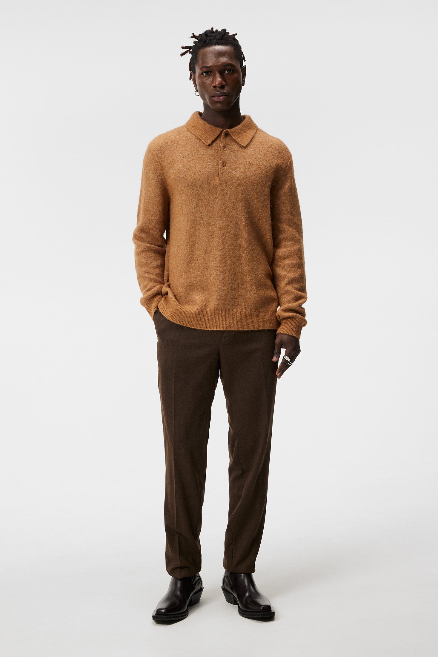 Hayden Hairy Polo Knit / Chipmunk – J.Lindeberg