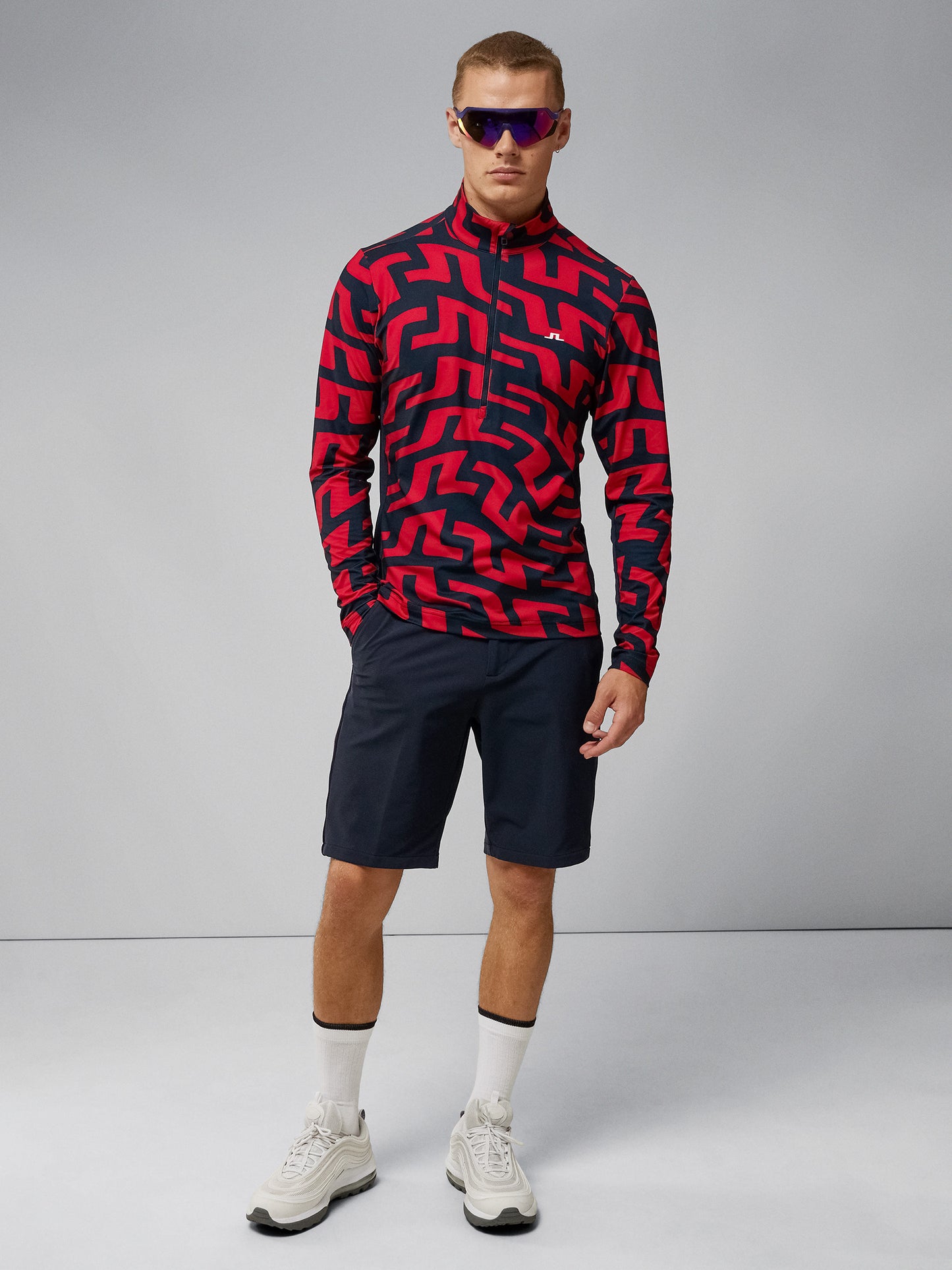 Luke Print Half Zip Mid Layer / Bridge Swirl Red