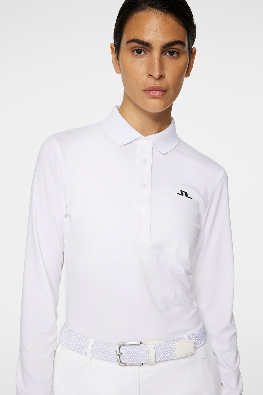 Flor Long Sleeve Polo / White