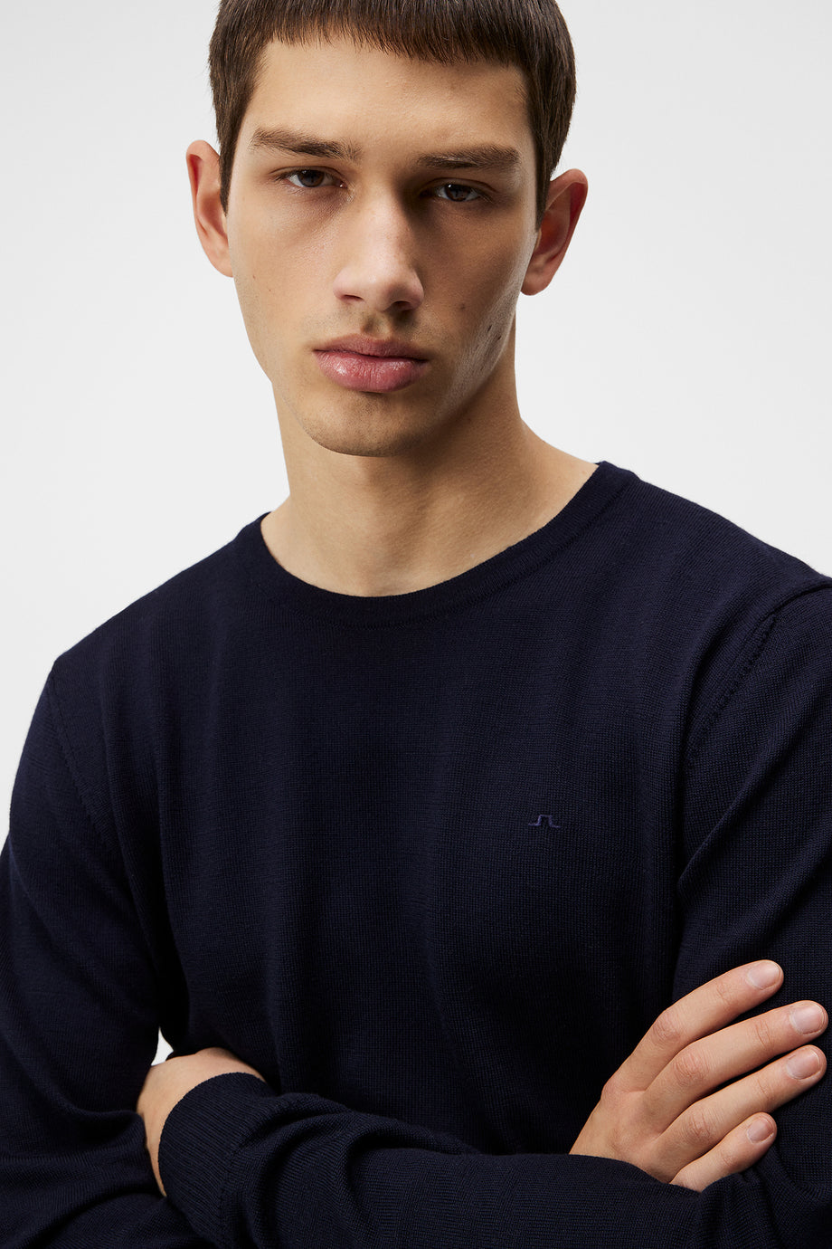 Lyle Merino Crew Neck Sweater / Navy