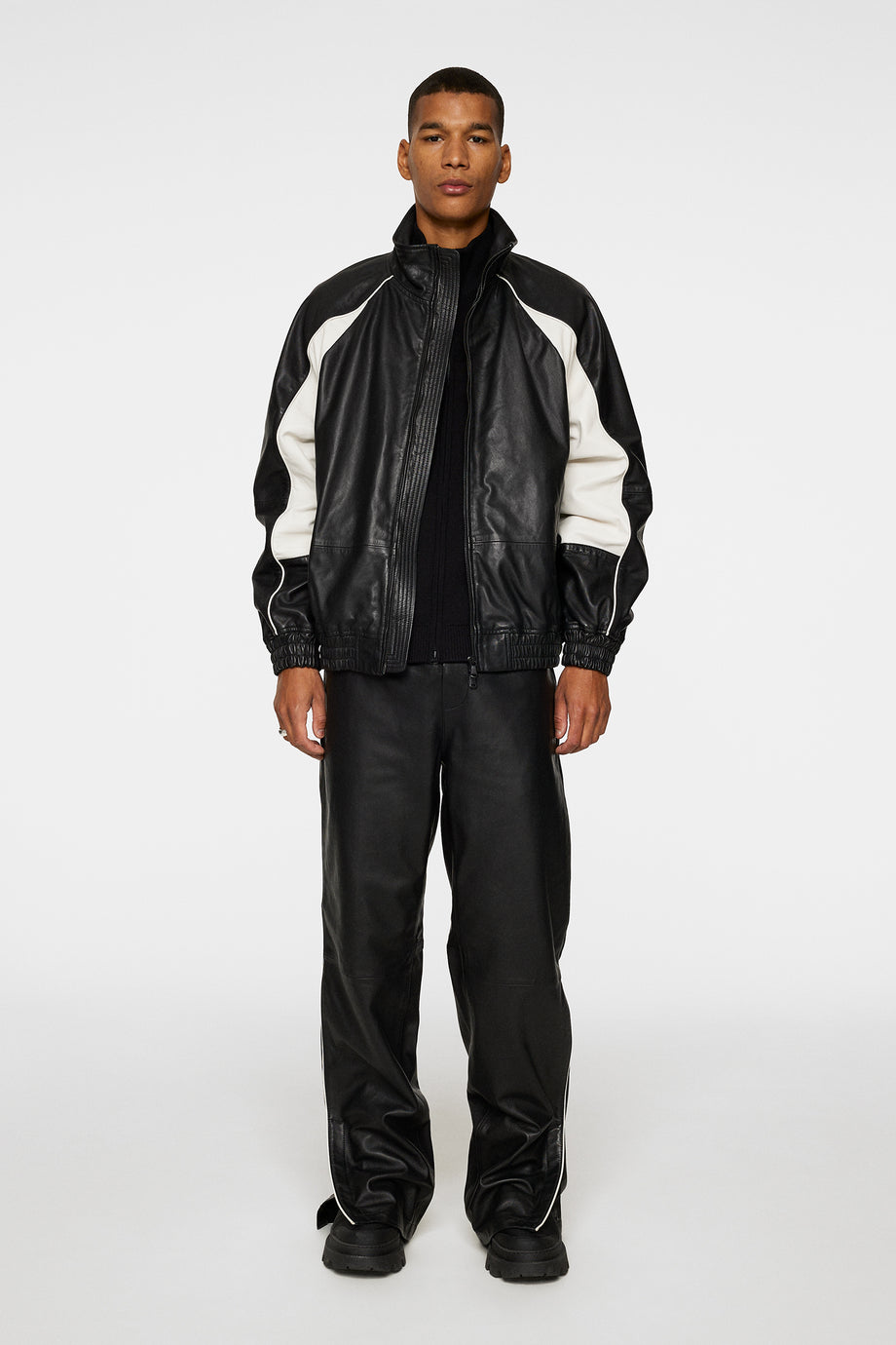 Santo Leather Track Pants / Black