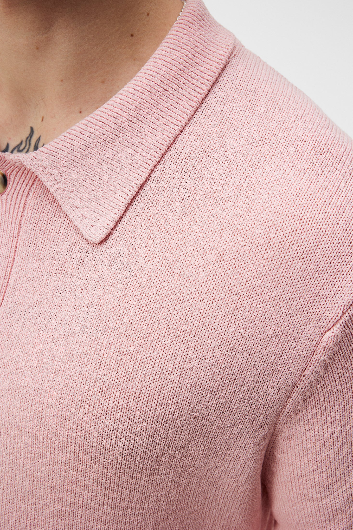 Willem Textured Knit Polo / Powder Pink