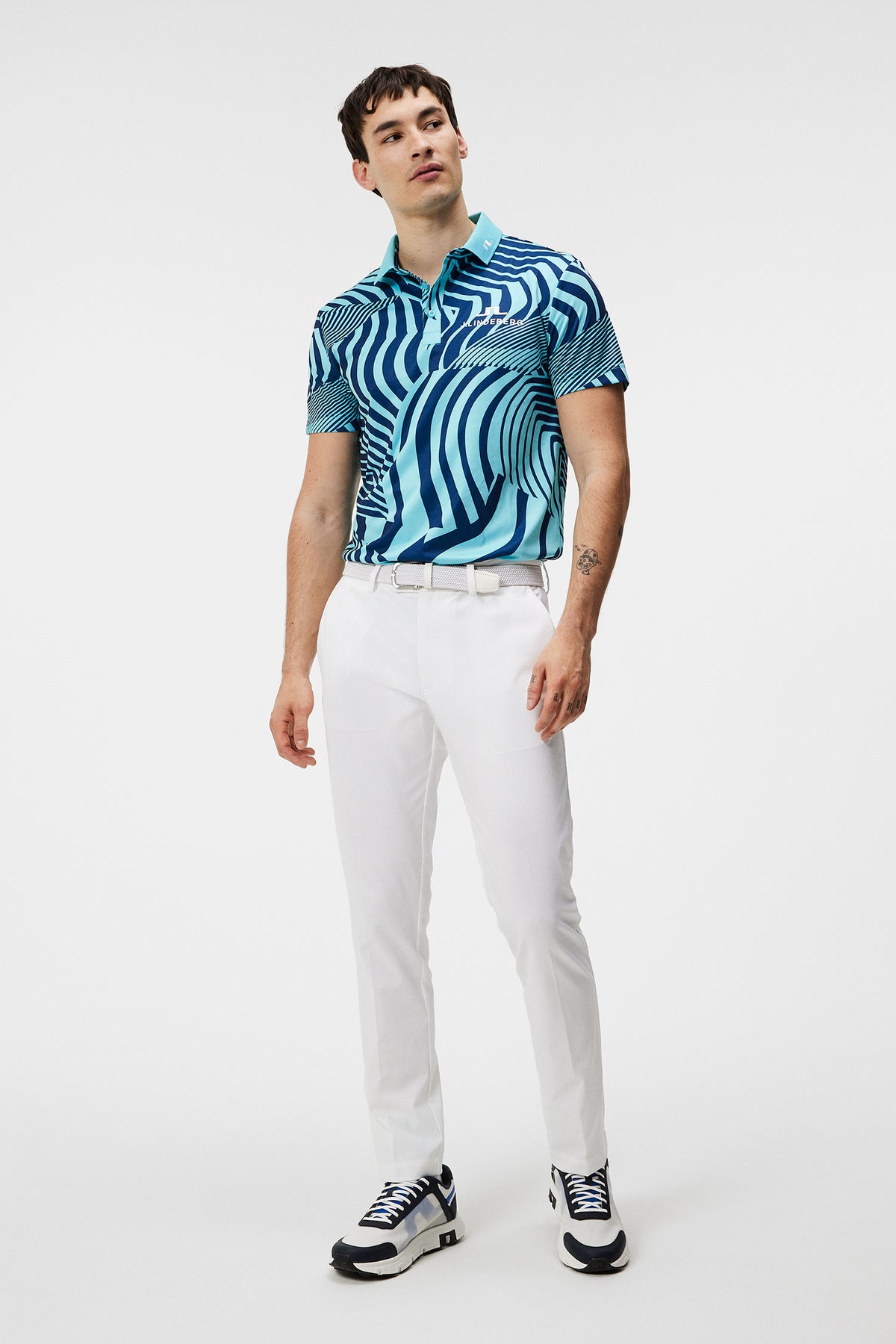 KV Tour Print Golf Polo / Dazzle Wave Blue Curacao