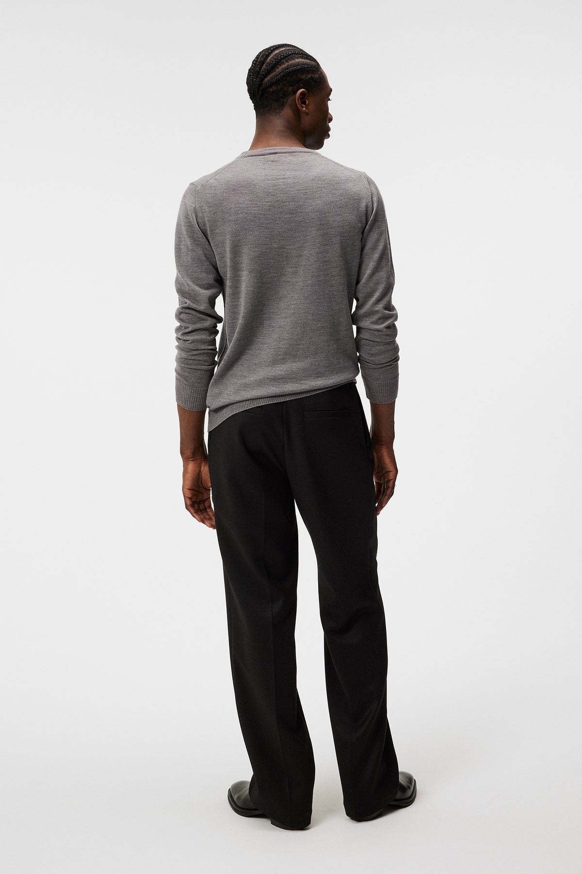 Lyle Merino Crew Neck Sweater / Grey Melange