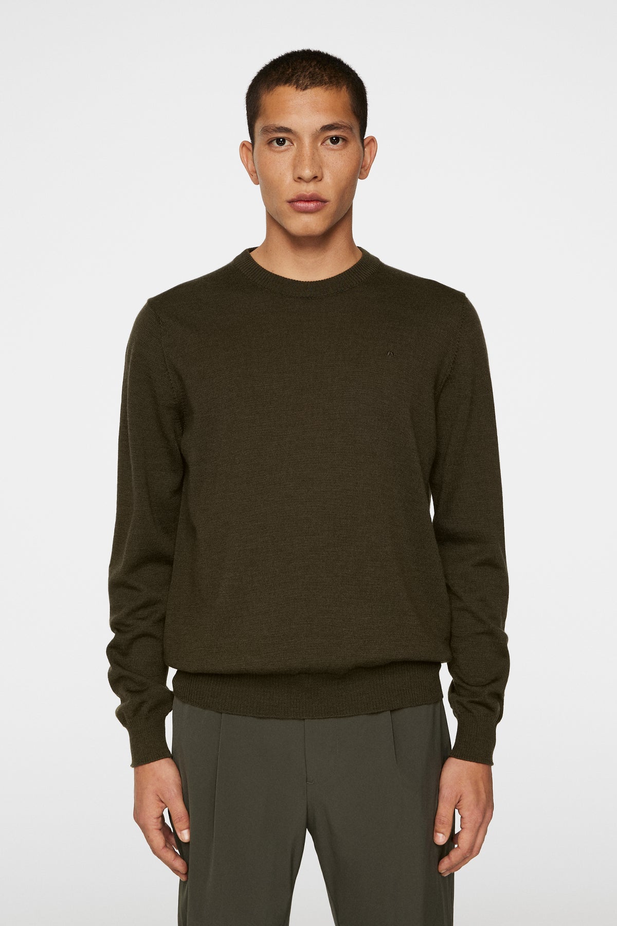 Keane Merino Crew Neck Sweater / Forest Green