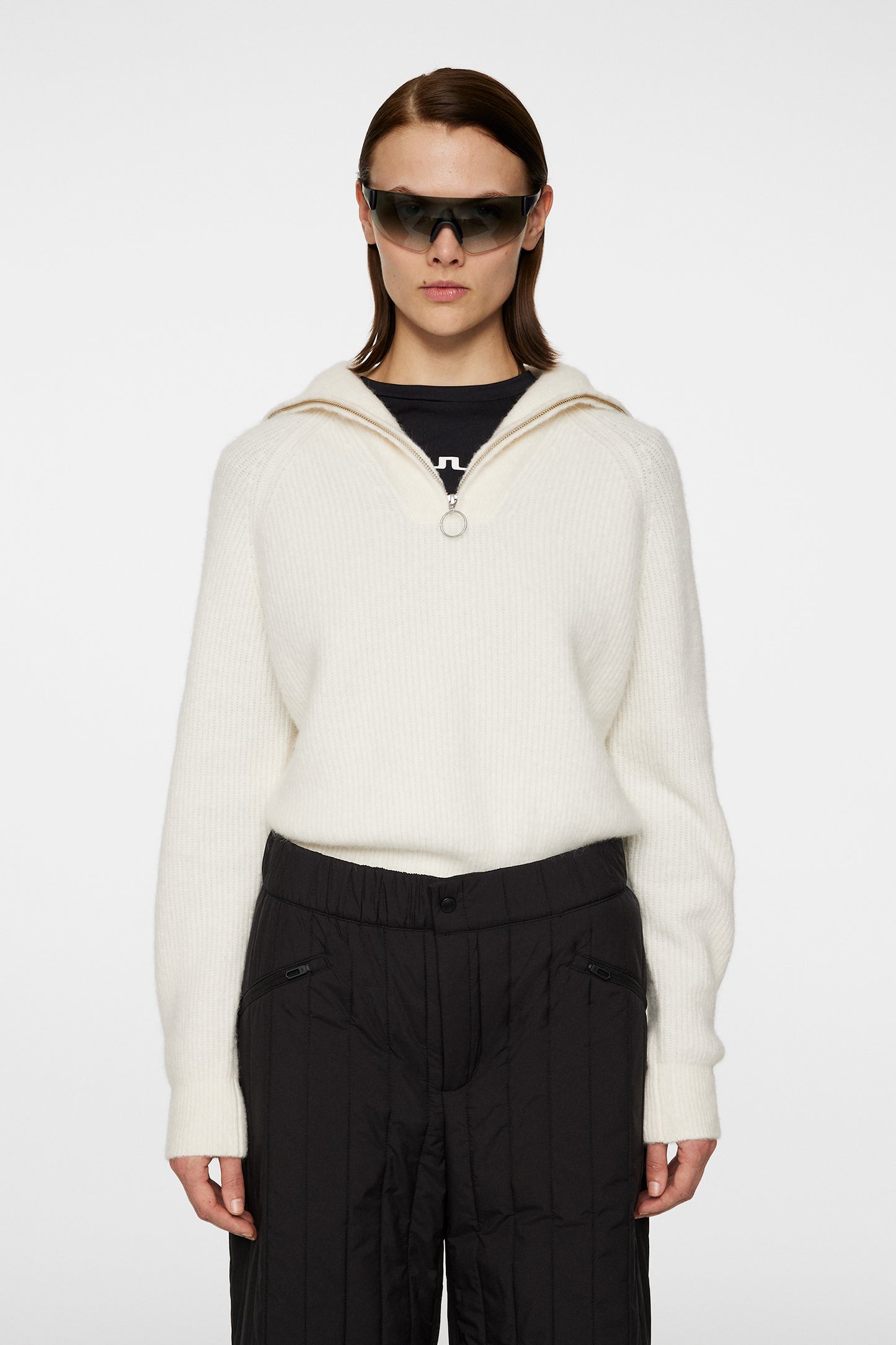 Finja Knitted Zip Sweater / Whisper White