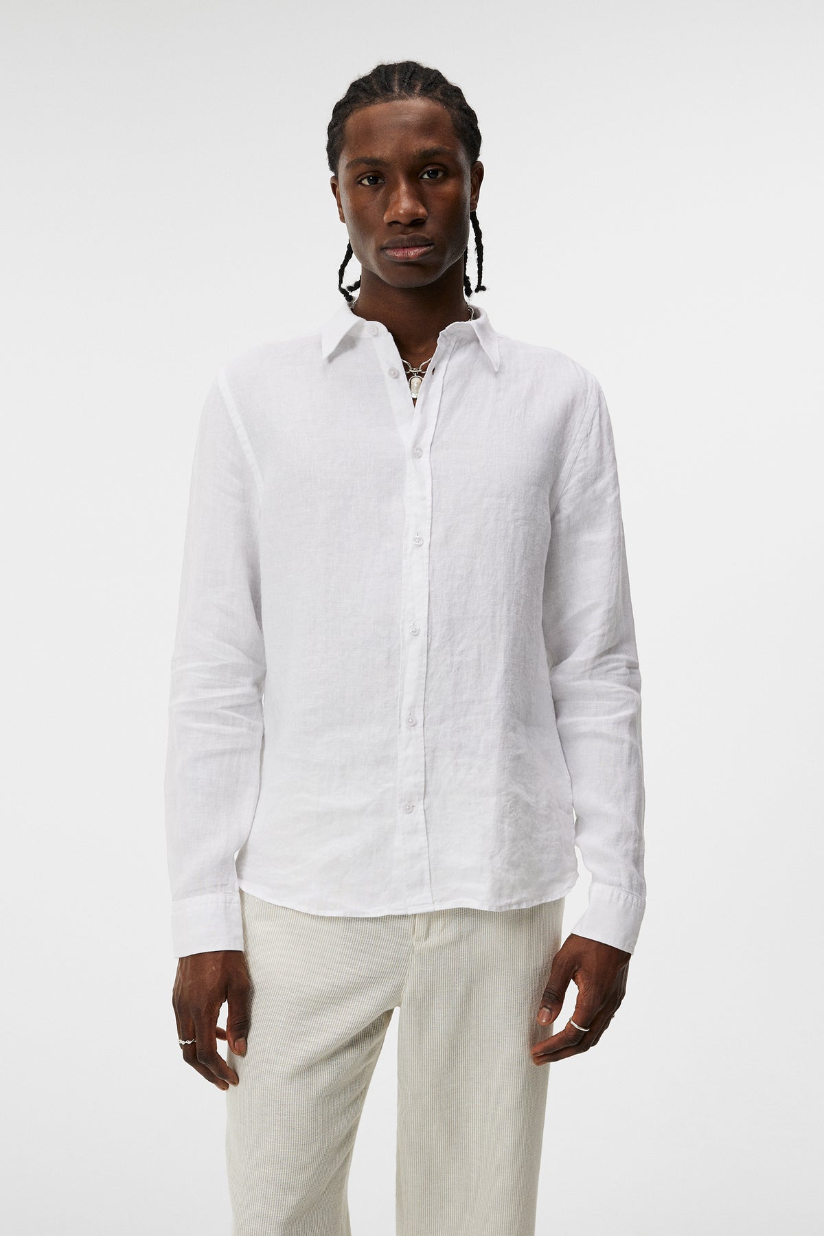 Slim LS Linen Melange Shirt / White