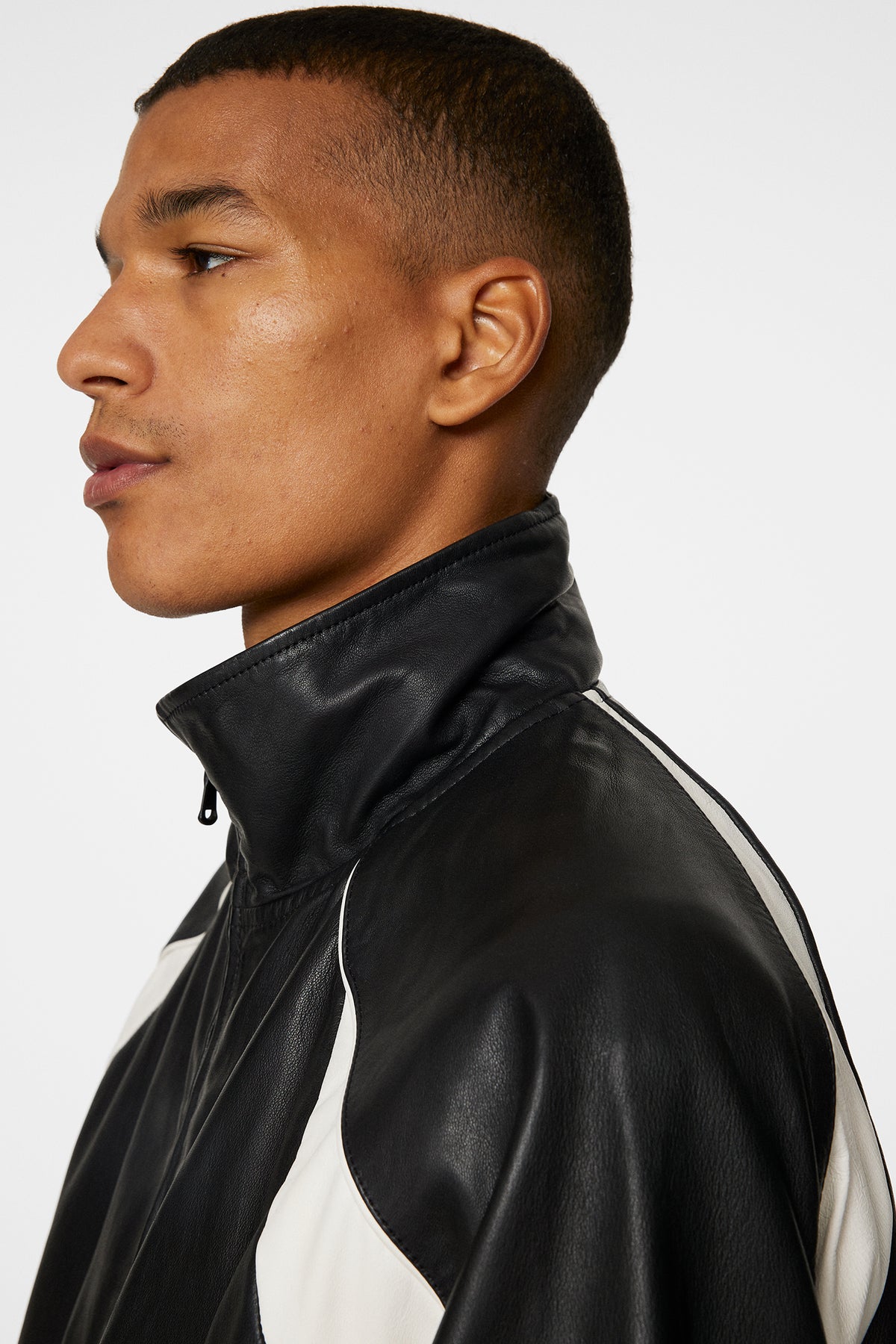 Lex Leather Track Jacket / Black