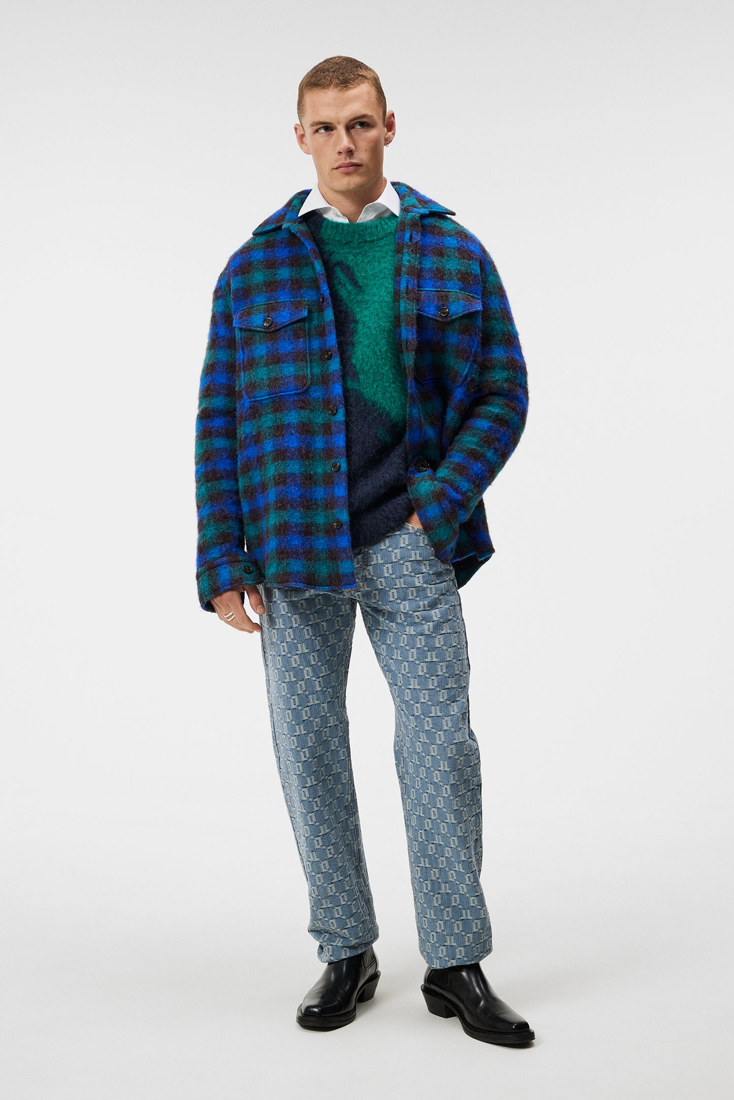 Louis Vuitton Men's Cropped Flannel Blouson Trucker Jacket Wool