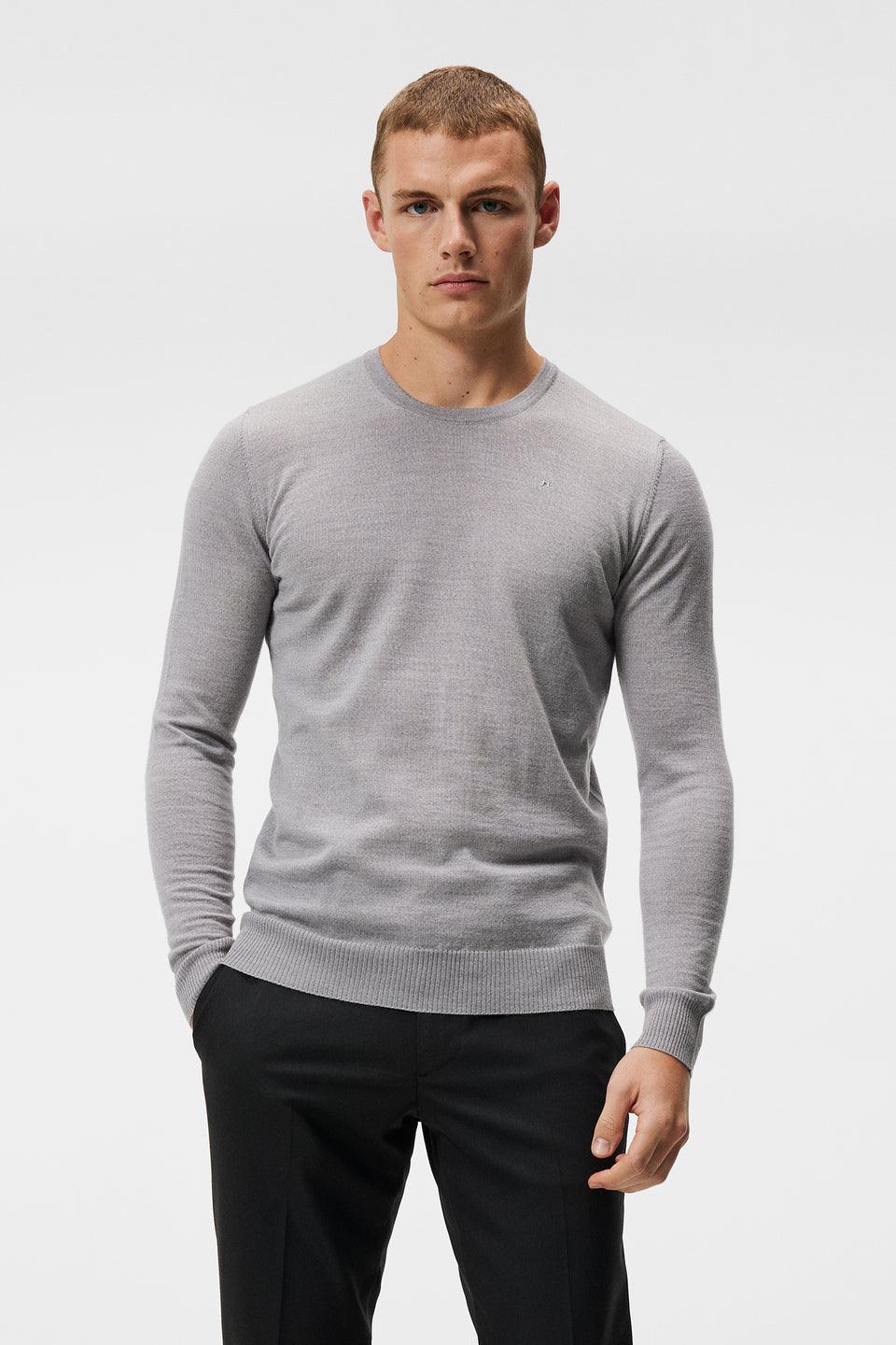 Lyle Light Merino Crew Neck / Light Grey Melange