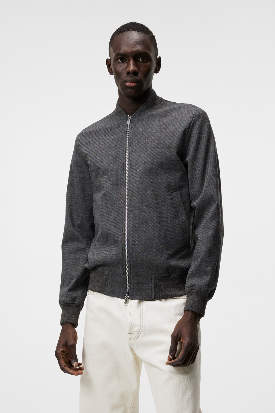 Thom Bomber Structured 2 Tone / Light Grey Melange