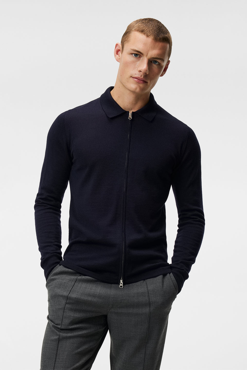 Nyle Merino Zip Cardigan / JL Navy