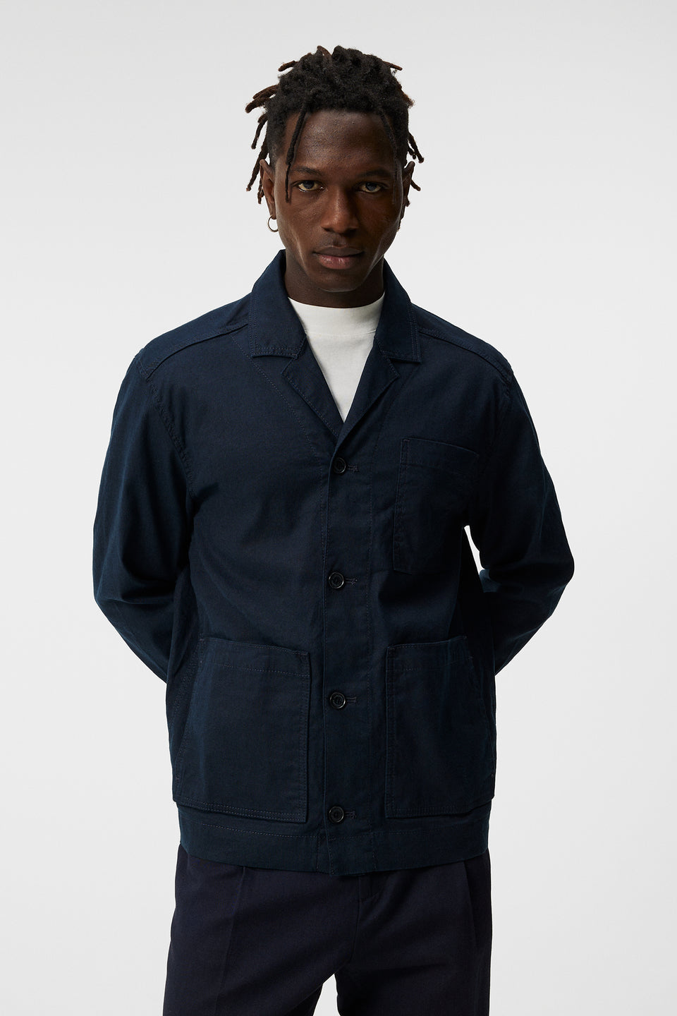 Errol Linen workwear overshirt / JL Navy