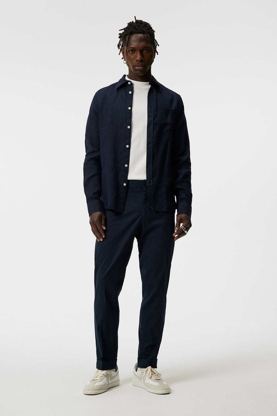 Grant Linen Stretch Pants / JL Navy