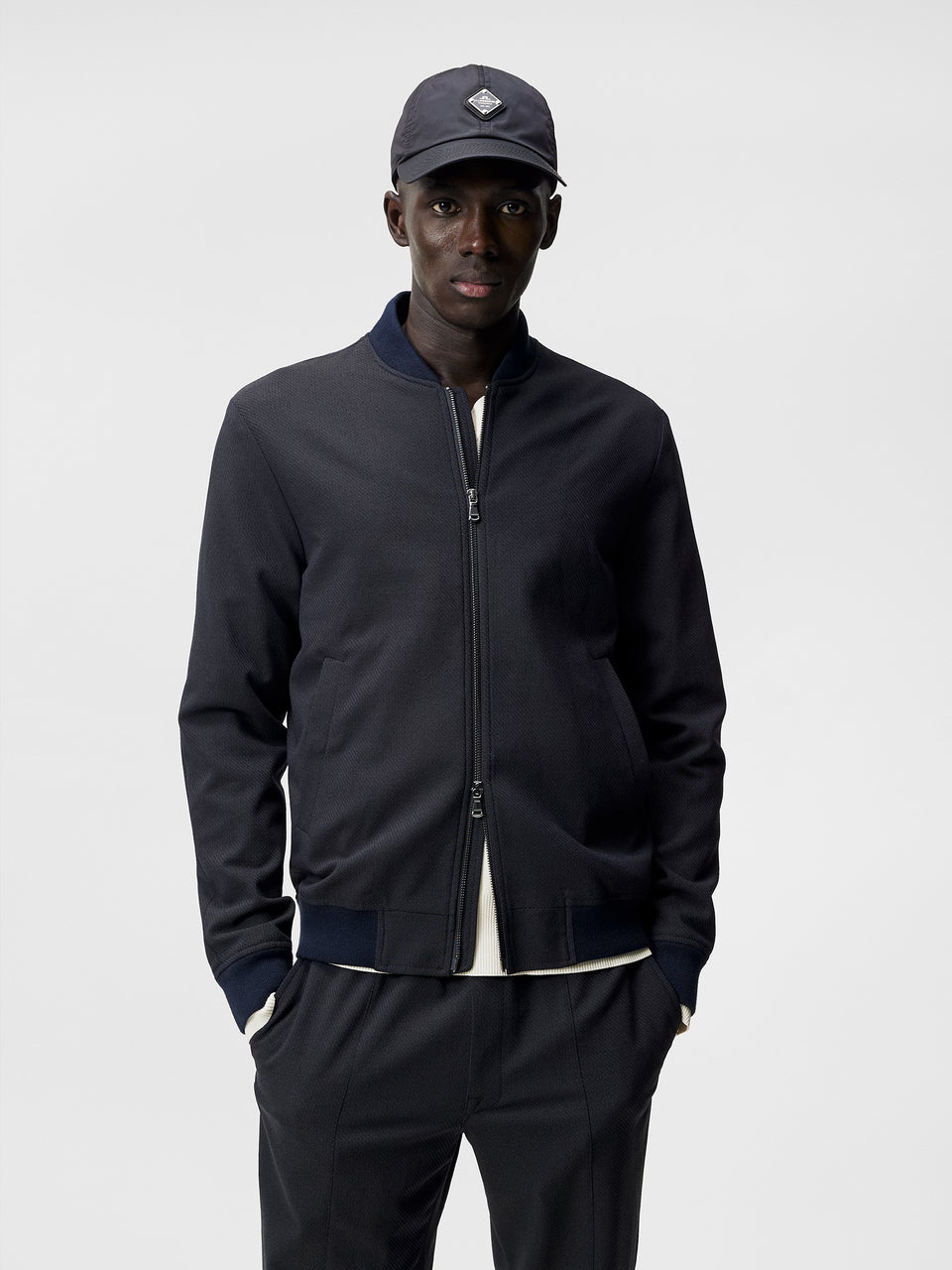 Thom Bomber Structured 2 Tone / Navy Melange