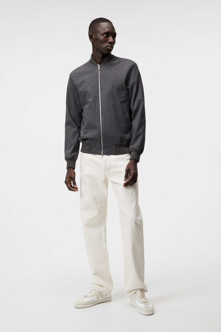 Thom Bomber Structured 2 Tone / Light Grey Melange